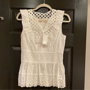 Tory Burch white eyelet top NWT size 6